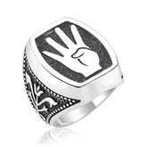 Silver Rabia Sign Men's Ring